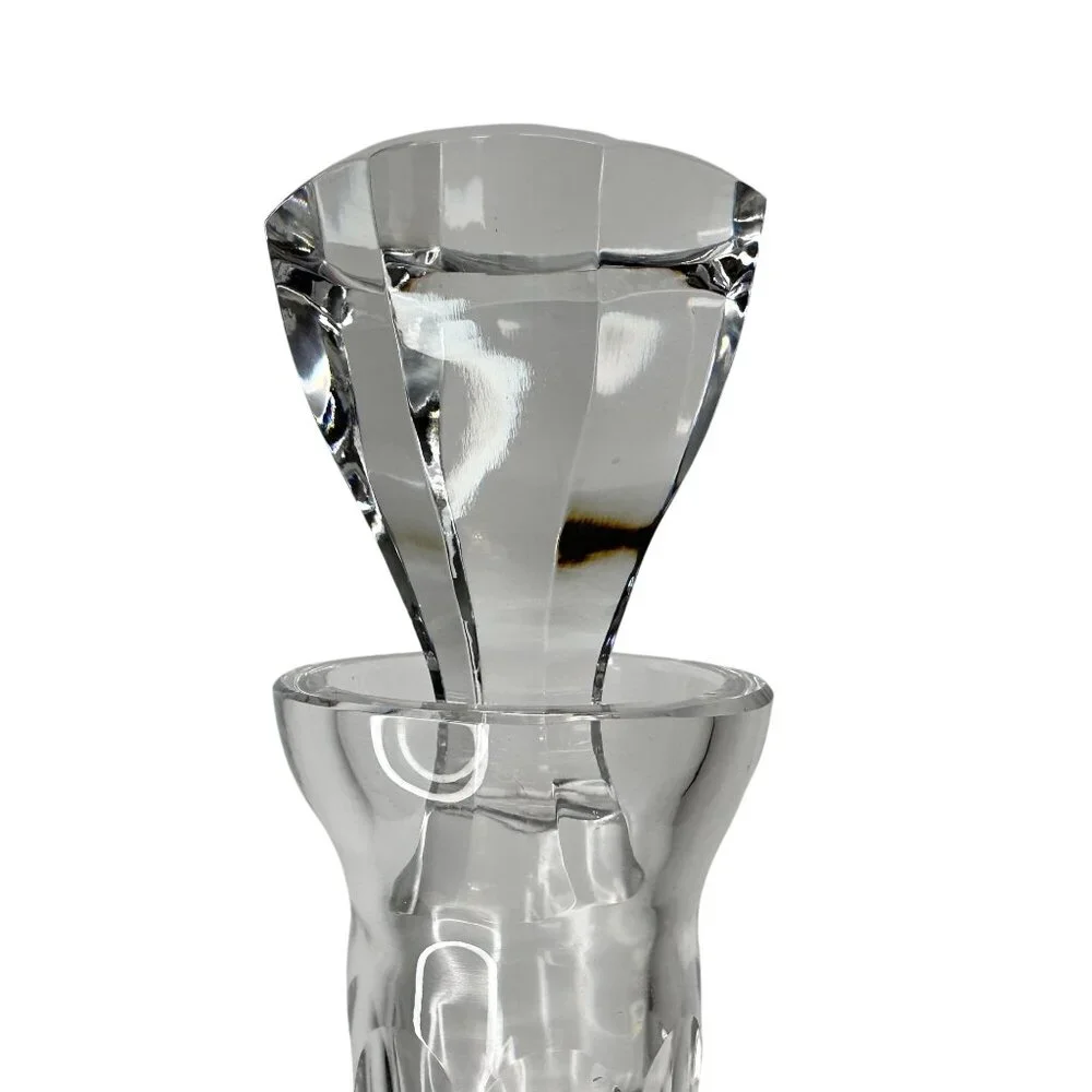 Decanter Crystal Cut Glass European MCM Starburst Diamond Pattern W/ Stopper 13